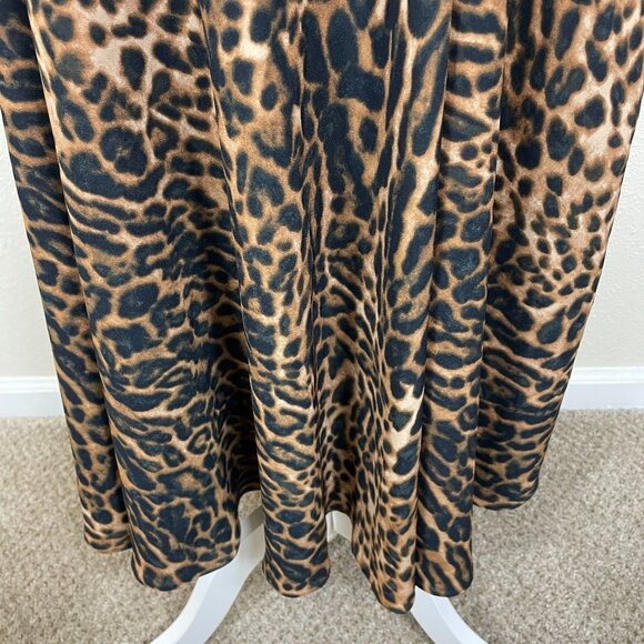 Lauren Ralph Lauren Leopard Animal Print A Line Skirt Zipper Closure Size 8 - Picture 3 of 9